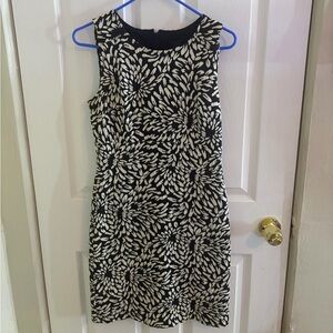 Ann Taylor Black and Cream Patterned Mini Dress